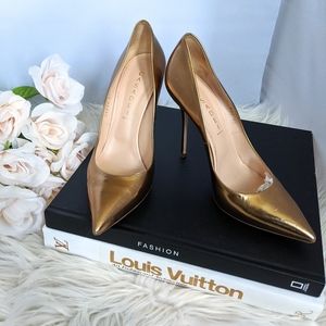 Casadei Gold Pointy Toe Pumps Size 10